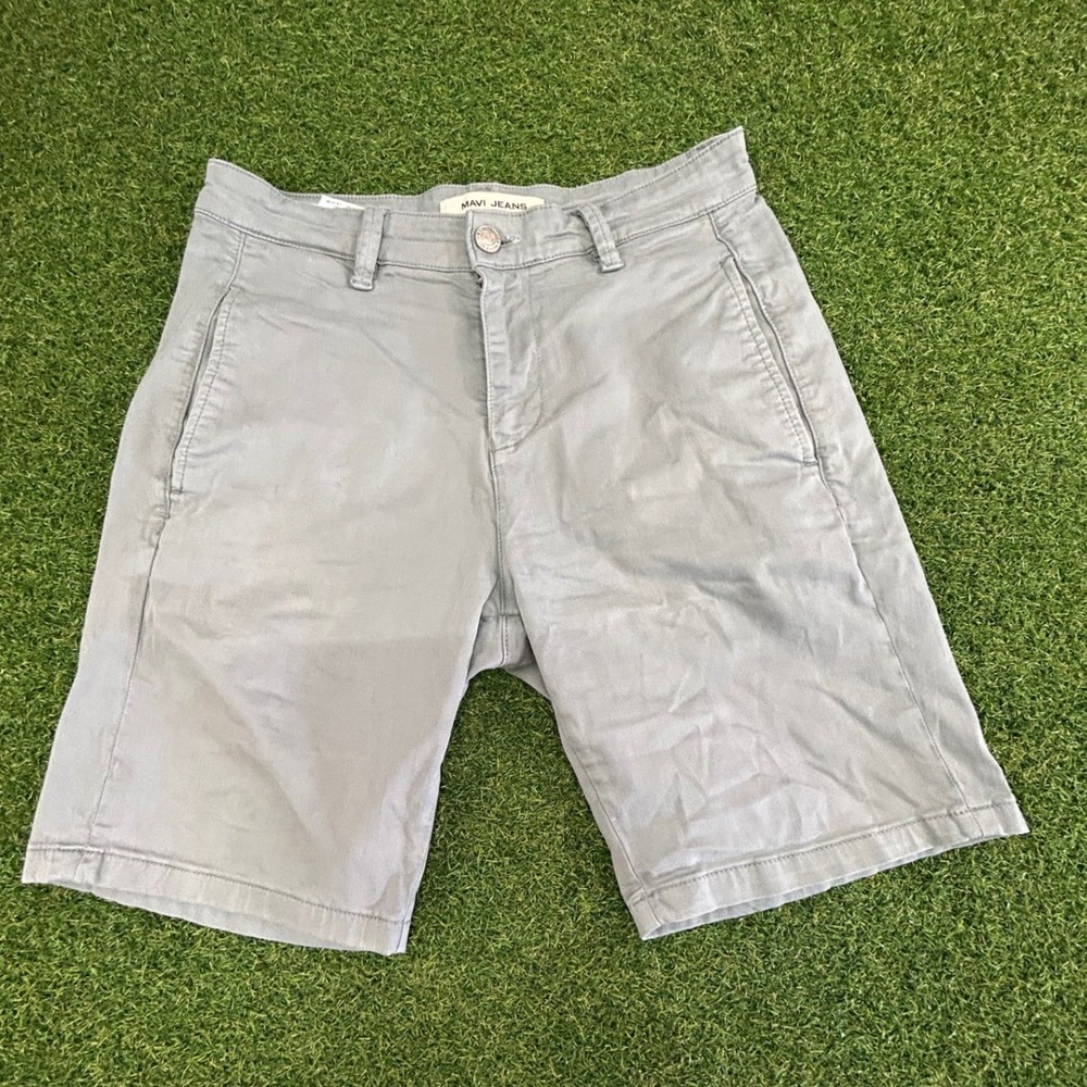 Mavi Simon Grey Chino Shorts Mens 30 Slim Straight Cotton Stretch M04298